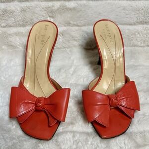 Kate Spade Vibrant Red Bow Open Toe Mules Size 5M